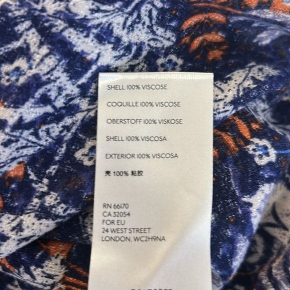 Maeve by Anthropologie Blue & Orange Tropical Monkey Print Boho Top Size XS - Picture 7 of 7